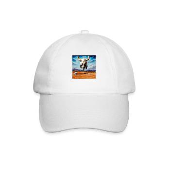 Fliegender Büffelschädel - Baseballkappe - Weiß/Weiß - Vorne