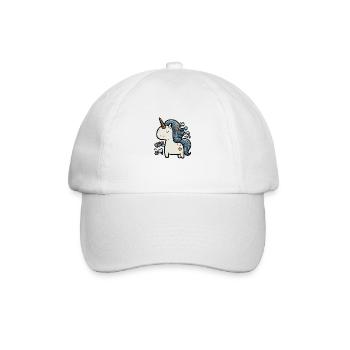 Putziges Einhorn im Cartoon-Style - Baseballkappe - Weiß/Weiß - Vorne