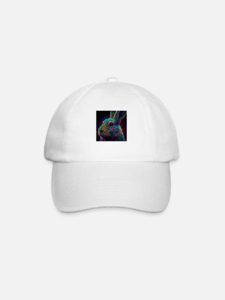 Farbiger Hase, einzigartiges Design - Baseballkappe - Weiß/Weiß