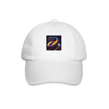 Farbige Schlange, einzigartiges Design - Baseballkappe - Weiß/Weiß - Vorne