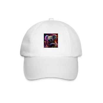 Farbiger Koala, einzigartiges Design - Baseballkappe - Weiß/Weiß - Vorne