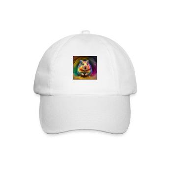 Farbiger Hamster, einzigartiges Design - Baseballkappe - Weiß/Weiß - Vorne