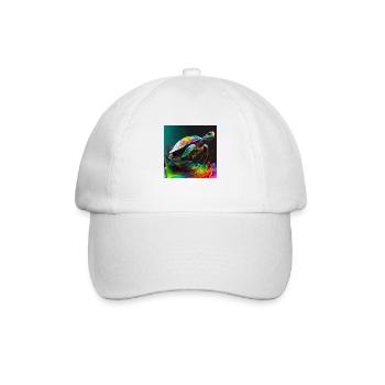 Farbige Schildkröte, einzigartiges Design - Baseballkappe - Weiß/Weiß - Vorne