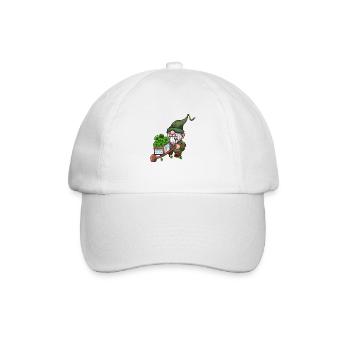 St. Patrick's Day Zwerg mit Schubkarre - Baseballkappe - Weiß/Weiß - Vorne