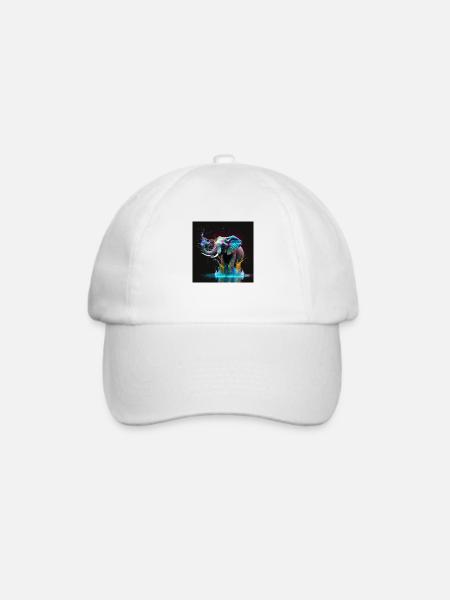 Farbiger Elefant, einzigartiges Design - Baseballkappe - Weiß/Weiß