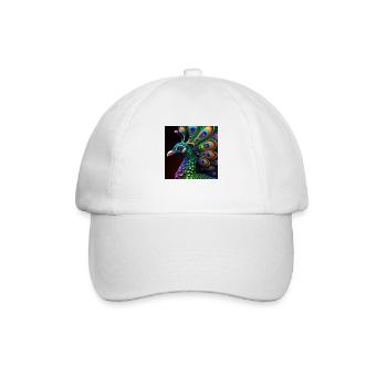 Farbiger Pfau, einzigartiges Design - Baseballkappe - Weiß/Weiß - Vorne