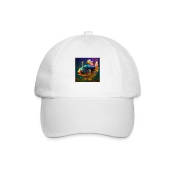 Farbiger Fisch, einzigartiges Design - Baseballkappe - Weiß/Weiß - Vorne