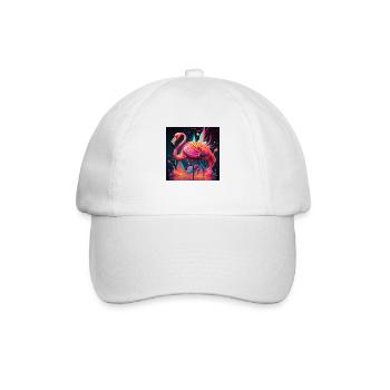Farbiger Flamingo, einzigartiges Design - Baseballkappe - Weiß/Weiß - Vorne