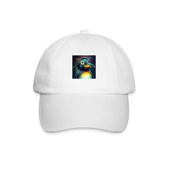 Farbiger Pinguin mit Brille, einzigartiges Design - Baseballkappe - Weiß/Weiß - Vorne