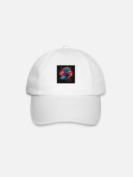 Huhn mit Brille Kamel mit Neonfarben 80er Jahre - Baseballkappe - Weiß/Weiß