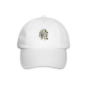 Totenkopf mit schwarz-gelbem indischen Kopfschmuck - Baseballkappe - Weiß/Weiß - Vorne