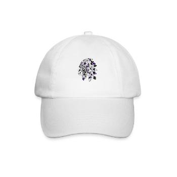 Totenkopf mit schwarzem und violettem indischen Kopfschmuck - Baseballkappe - Weiß/Weiß - Vorne