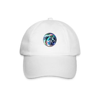 Eine skurrile bunte Glaskugel - Murmel - Baseballkappe - Weiß/Weiß - Vorne