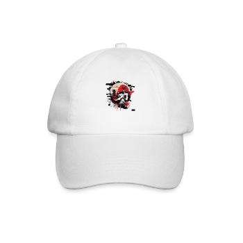 Surreales japanische Street Art Design - Kriegerin - Baseballkappe - Weiß/Weiß - Vorne