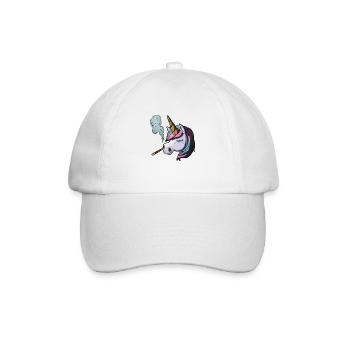 Einhorn raucht Zigarette - Baseballkappe - Weiß/Weiß - Vorne