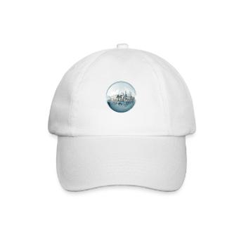 Stadt im Meer - Häuser in einer Glaskugel - Baseballkappe - Weiß/Weiß - Vorne