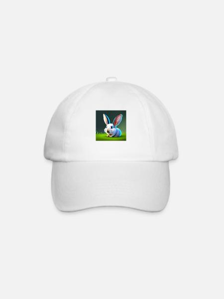 Kaninchen mit großen Ohren - Baseballkappe - Weiß/Weiß