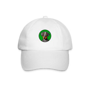 Dackel Design Grafik Motiv in grünem Kreis - Baseballkappe - Weiß/Weiß - Vorne