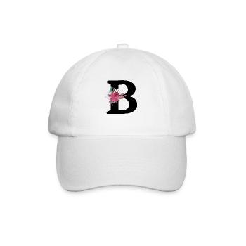 Floraler Buchstabe b - Baseballkappe - Weiß/Weiß - Vorne