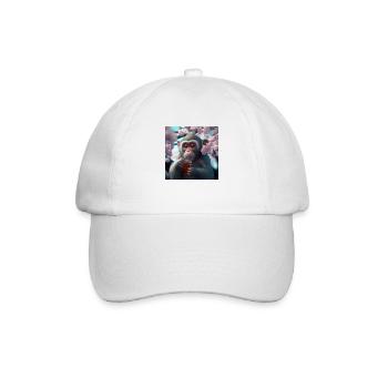 Äffchen mit Getränk Geschenk - Baseballkappe - Weiß/Weiß - Vorne