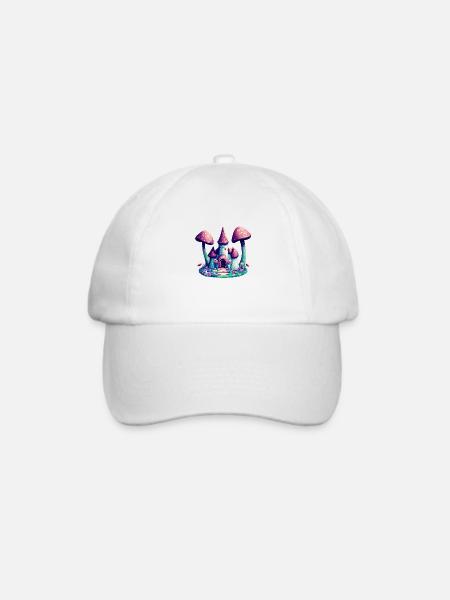 Fantasie Burg Pilz Türme, Zauber Märchen - Baseballkappe - Weiß/Weiß