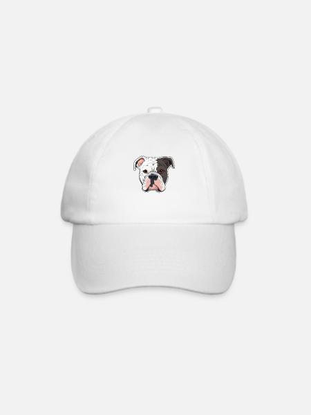 American Bulldog Kopf Comic Cartoon Hund - Baseballkappe - Weiß/Weiß