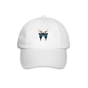 Minimalistischer Schmetterling Einfacher Schmetterling Minimalistisch - Baseballkappe - Weiß/Weiß - Vorne