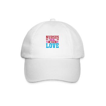 Nurses heal with love - Baseballkappe - Weiß/Weiß - Vorne