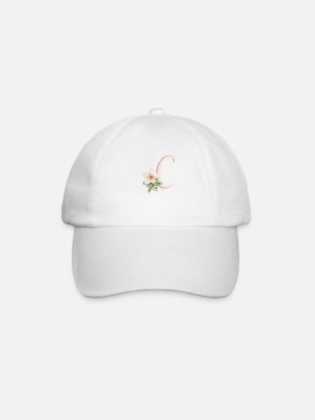 Buchstabe C mit Blume - Baseballkappe - Weiß/Weiß