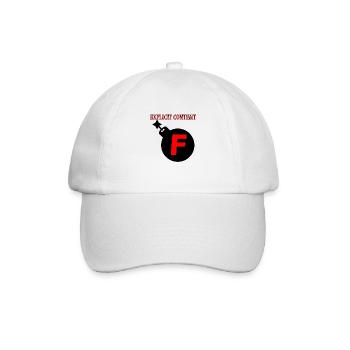 Anstößige Inhalte, F-Bombe - Baseballkappe - Weiß/Weiß - Vorne