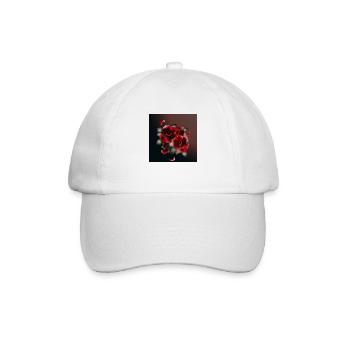 dunkles Bouquet aus roten Rosen - Baseballkappe - Weiß/Weiß - Vorne