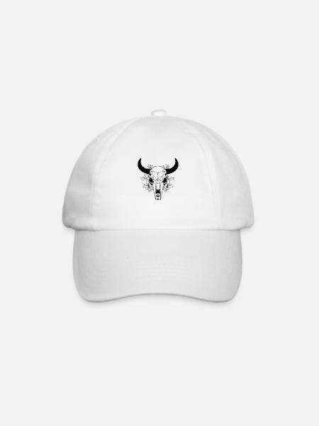Kuh Schädel Boho - Baseballkappe - Weiß/Weiß