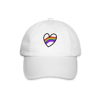 LGBTQ+ Heart Regenbogenfahne - Baseballkappe - Weiß/Weiß - Vorne