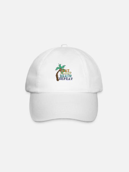 Eat Sleep Beach Repeat - Baseballkappe - Weiß/Weiß