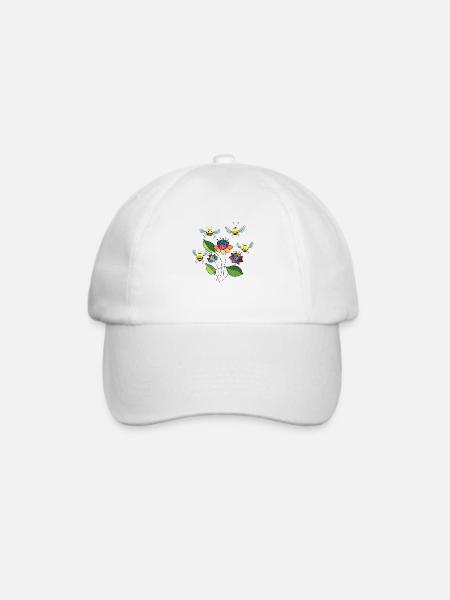 Bienen - Baseballkappe - Weiß/Weiß
