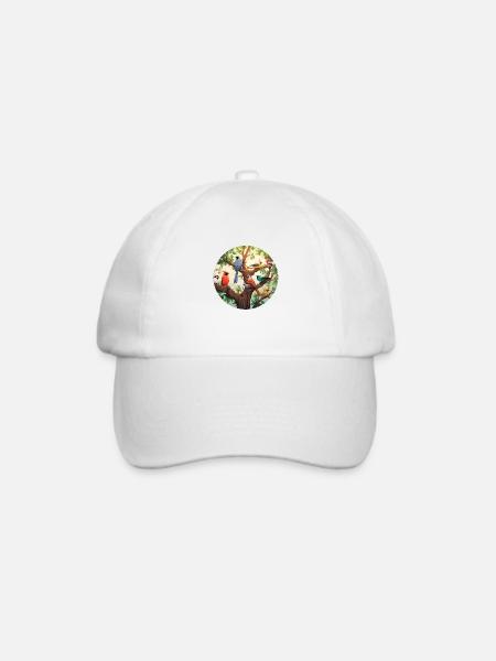 Bunte Vögel - Baseballkappe - Weiß/Weiß