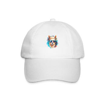 Alpaca mit Kopfhörern Polygon-Art - Baseballkappe - Weiß/Weiß - Vorne