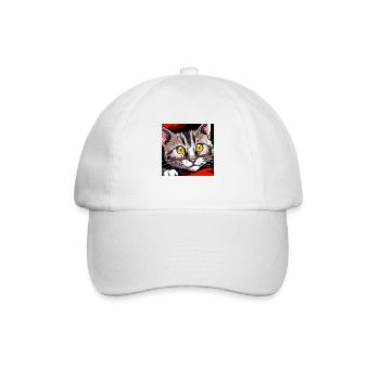 Niedliche Katze Bettelnde Augen - Baseballkappe - Weiß/Weiß - Vorne