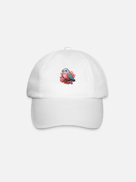 Vogel Blumen - Baseballkappe - Weiß/Weiß