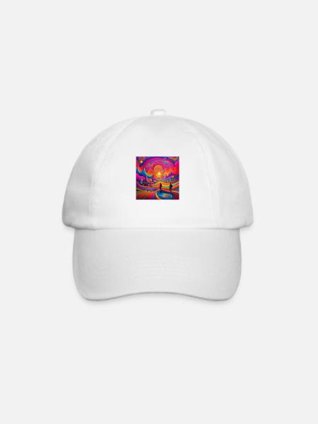 psychedelisches trippy Traumwelt-Design - Baseballkappe - Weiß/Weiß