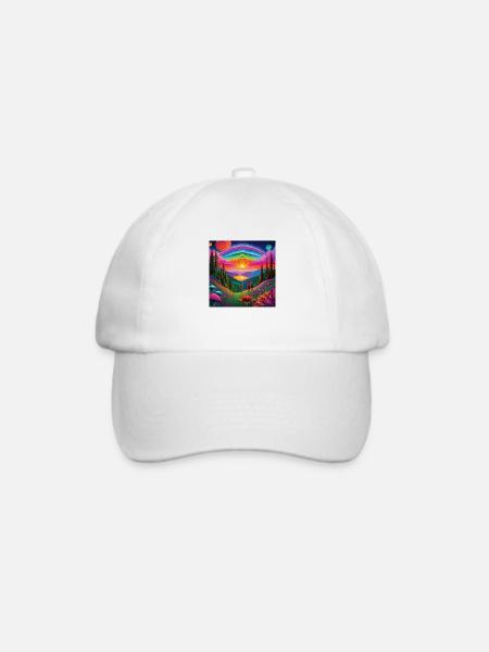 psychedelisches trippy Traumwelt-Design - Baseballkappe - Weiß/Weiß