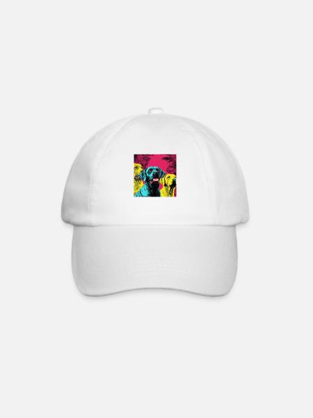 Hunde im Neon-Stil - Baseballkappe - Weiß/Weiß