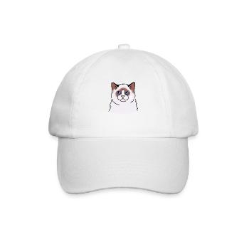 Stoffpuppe Katzengesicht unglücklich - Baseballkappe - Weiß/Weiß - Vorne