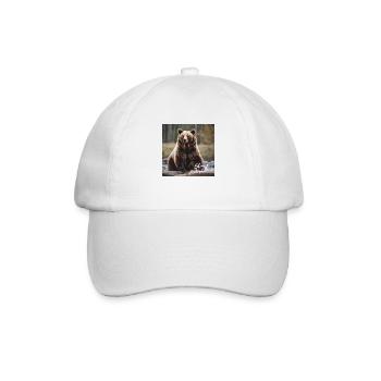 Stay Fearless - Bär Design - Baseballkappe - Weiß/Weiß - Vorne