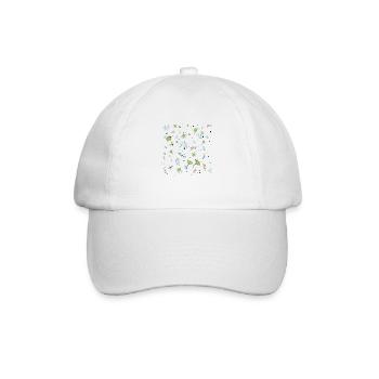 Blauer floraler transparenter Hintergrund - Baseballkappe - Weiß/Weiß - Vorne