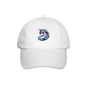 depiction of a sleek unicorn with a neon hued mane - Baseballkappe - Weiß/Weiß - Vorne