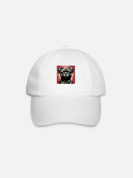 Mops Pop Art - Baseballkappe - Weiß/Weiß