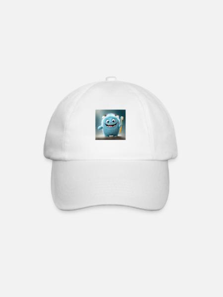 niedliche kleine flauschige Monster Zahnbürste Zähne putzen - Baseballkappe - Weiß/Weiß