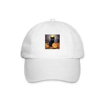 Pastellfarbene Katze in der Halloween-Nacht - Baseballkappe - Weiß/Weiß - Vorne