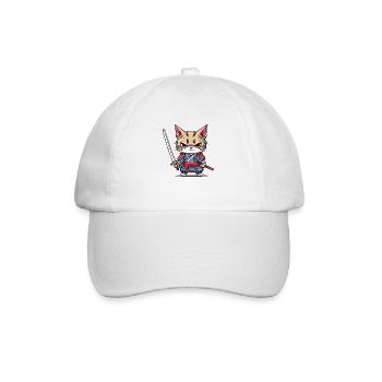 Samurai-Katze #1 - Baseballkappe - Weiß/Weiß - Vorne